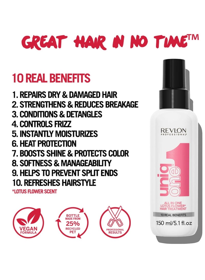 Revlon Professional Uniq One Hair Treatment, Moisturizing Leave-In Product, Repair For Damaged Hair, Promotes Healthy Hair, Lotus Flower Fragrance 150 ml - Image 3
