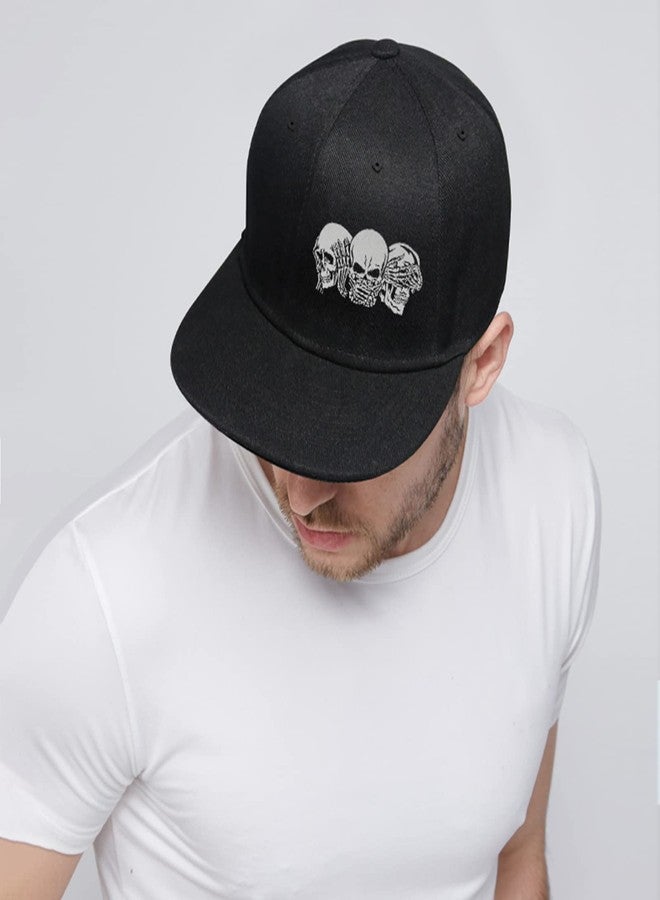 Negi No Wicked Skull Hats for Men Baseball Cap, Adjustable Flat Bill Hats Black Hats, Skull Gifts Snapback Hats for Men Women Retro Trucker Cap - Image 5