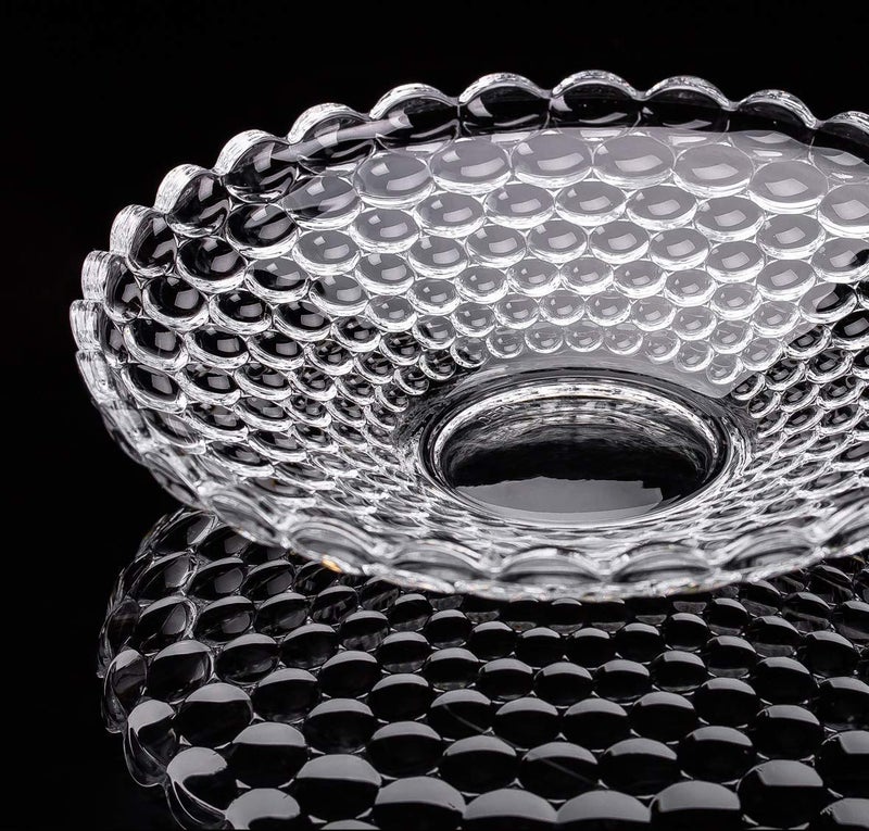 RAGYULA Glass Fruit Bowl Plate for Dining Table Classic Bubble Design Dry Fruit Chocolate Tray Crystal Decoration Serving Bowl Dessert Plate Transparent Pack of 1 - Image 5