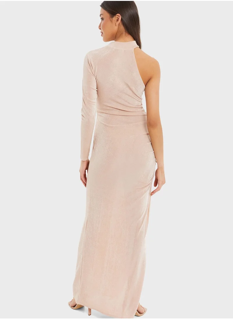 QUIZ One Shoulder Side Slit Dress