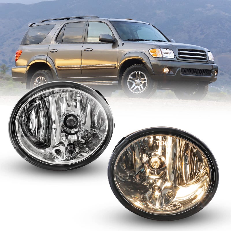 ROXX Fog Light Set for 20012007 Toyota Sequoia 20002006 Toyota Tundra wBulbs Wiring Kit Switch Driving Fog Light Assembly Clear Lens
