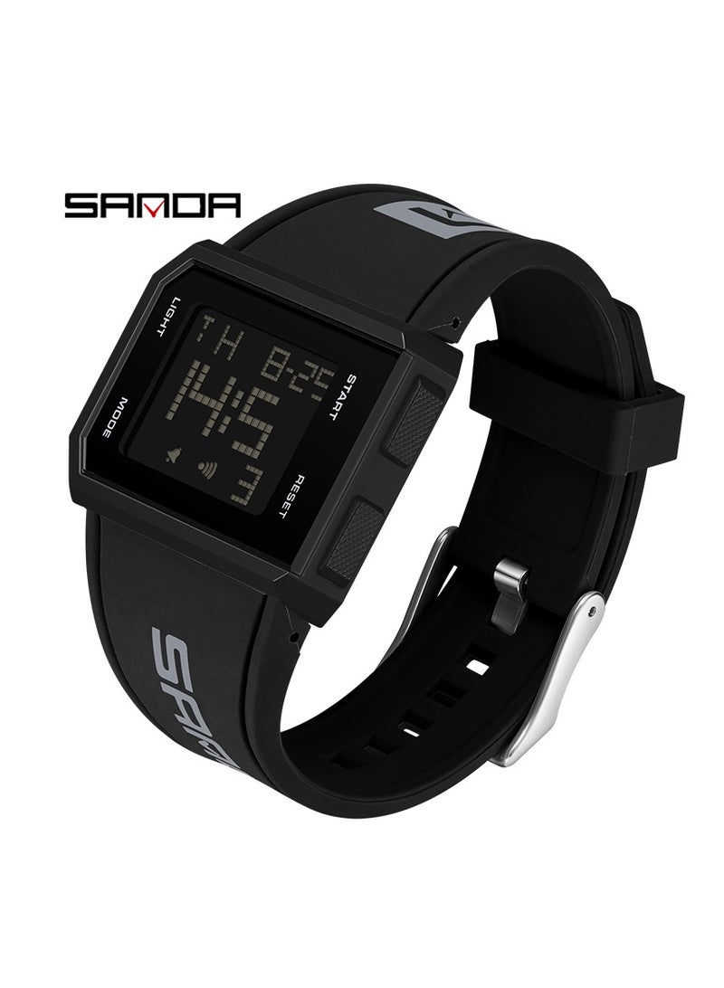 Sanda Men Digital Watch, Multi Functional Square Sports Watch, Comfortable Waterproof Glow Wristwatch, Shock Resistant Military LED Casual Watch For Daily Wear, Events And Festivals, (1pc, Black) - Image 1