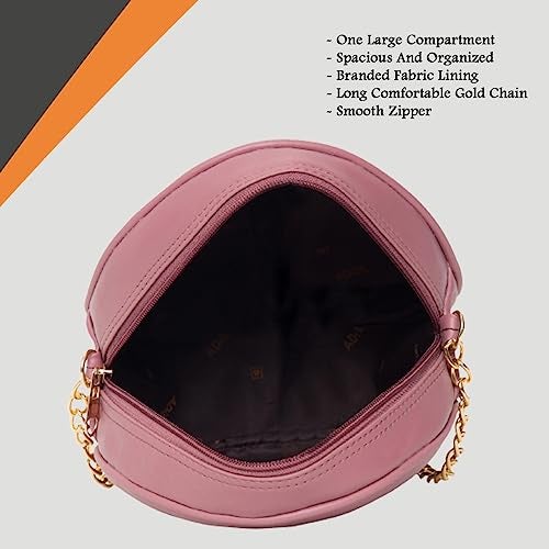 ADISA women girls round embroided sling bag (SL5080) (D. Pink) - Image 5