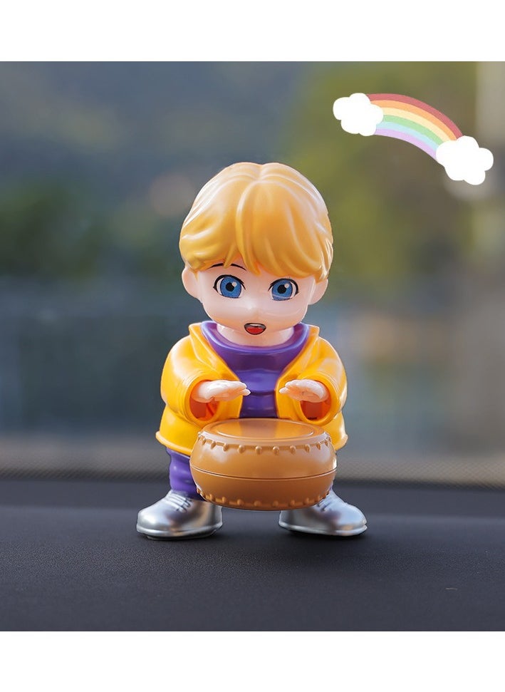 Radar Solar Powered Swing Drummer Car Interior Decoration Ornaments 