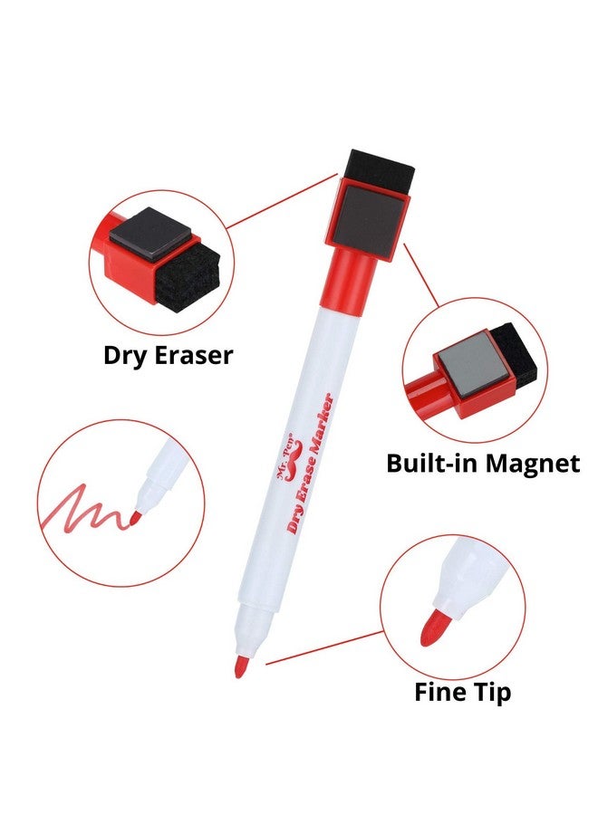 مستر. بين علامات مسح جافة مغناطيسية، 8 عبوات مع ممحاة مسح جاف واحدة، مغناطيس، علامات مغناطيسية للمسح الجاف، أقلام مسح جافة ذات طرف رفيع، طرف رفيع للمسح الجاف - Image 3