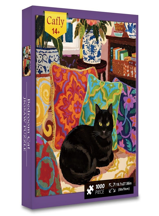 Cafly 1000 Piece Jigsaw Puzzle for Adults- Family Decoration Puzzle, Challenging Fun Puzzles Stunning Art Wall Decor, Gift for Adult Puzzle Lovers, Bedroom Cat C0808 - Image 1