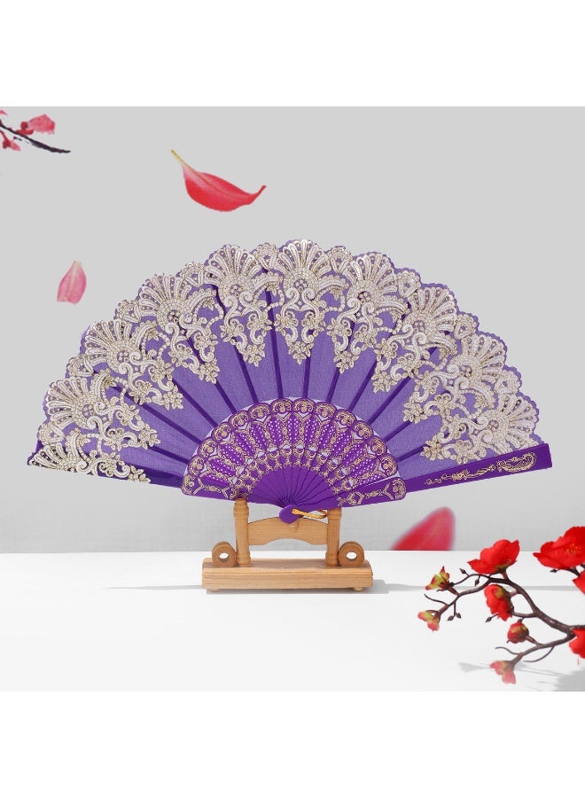 6 pcs Folding Fan Traditional Pattern Printed Decorative Plastic Hand Fans For Birthday Party Home Decor Gift - Image 2
