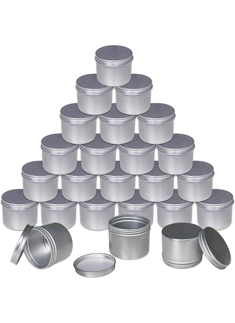 Foraineam Foraineam 24 Pack 4 oz. Round Tin Cans Hair Wax Cream Lip Balm Cosmetic Sample Container Jars Candle Tea Spice Empty Travel Tins with Screw Lid 