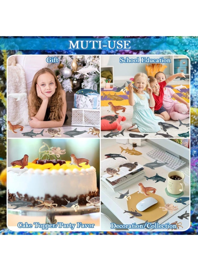 HALAMODO 24-Piece Solid Mini Marine Animal Model Set - Simulation Ocean Creature Toys , Mini Sea Animal Figures, Including Walrus, Seal, King Crab, Turtle, Shark, Orca, Beluga, Sea Lion, Manatee, Dolphin, Blue Whale, Great White Shark, Hammerhead Shark, Octopus, Penguin, Preschool Educational Toys, Boys Girls Birthday Party Gift ,Cake Topper Decor - Image 5