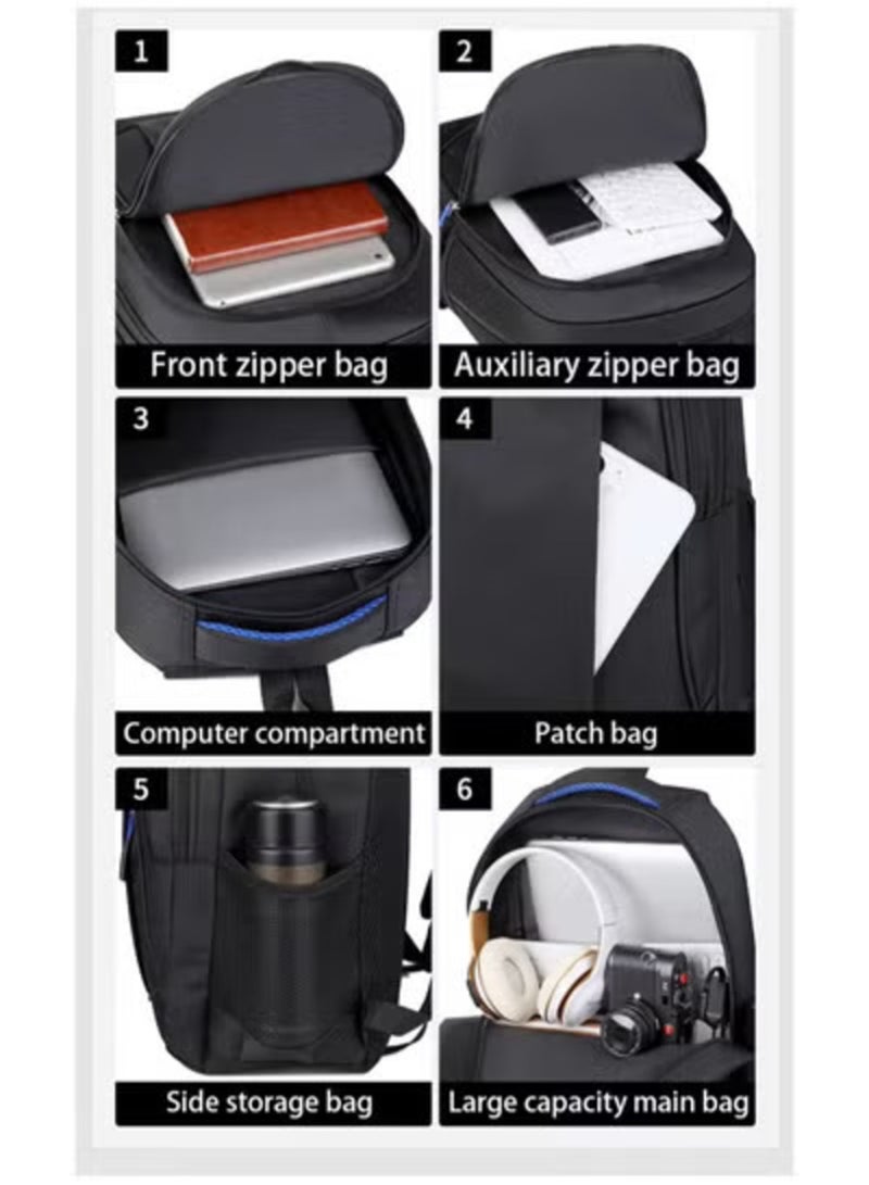 حقيبة ظهر كاجوال مزدوجة الكتف عالية الجودة مقاومة للماء بسعة كبيرة [20-36] لتر، إغلاق بسحاب وحزام قابل للتعديل وتحمل جيد للحمل من قماش أوكسيد مقاوم للتآكل ومتعدد الوظائف للسفر والكمبيوتر المحمول مقاس 15.6 بوصة والكلية والأمتعة والأنشطة الخارجية وحقيبة الظهر الرياضية 60*25*38 سم - Image 3