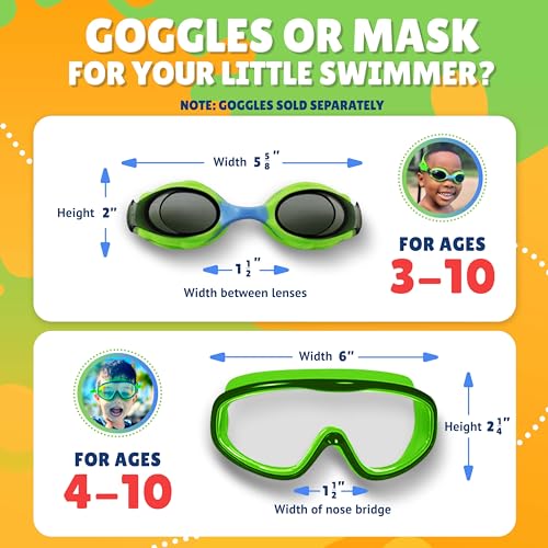 Frogglez Youth Wide View Anti-Fog Crystal Clear Swim Goggle Mask for Kids under 10 (Ages 4-10) Recommended by Olympic Swimmers; Premium Pain-Free Strap, Green - Image 5