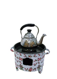 Albawadi Portable BBQ Mini Fire Pit with Kettle Sets Colorful Flower Design  - Image 2