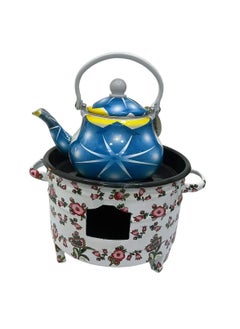 Albawadi Portable BBQ Mini Fire Pit with Kettle Sets Colorful Flower Design  - Image 3