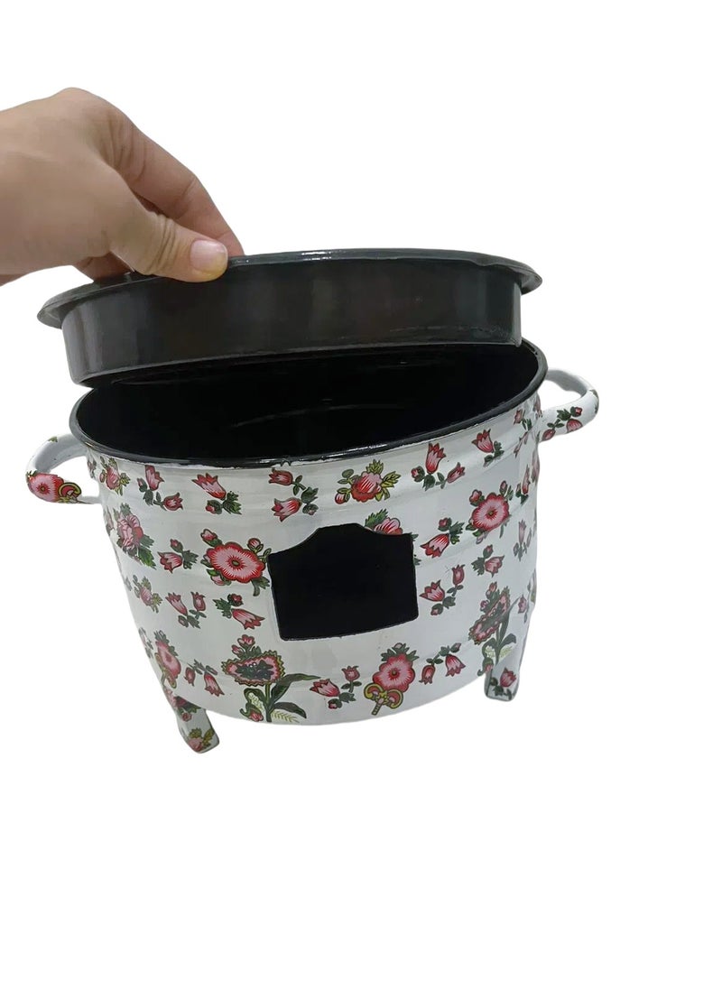 Albawadi - Portable BBQ Mini Fire Pit with Kettle Sets Colorful Flower Design - Image 1