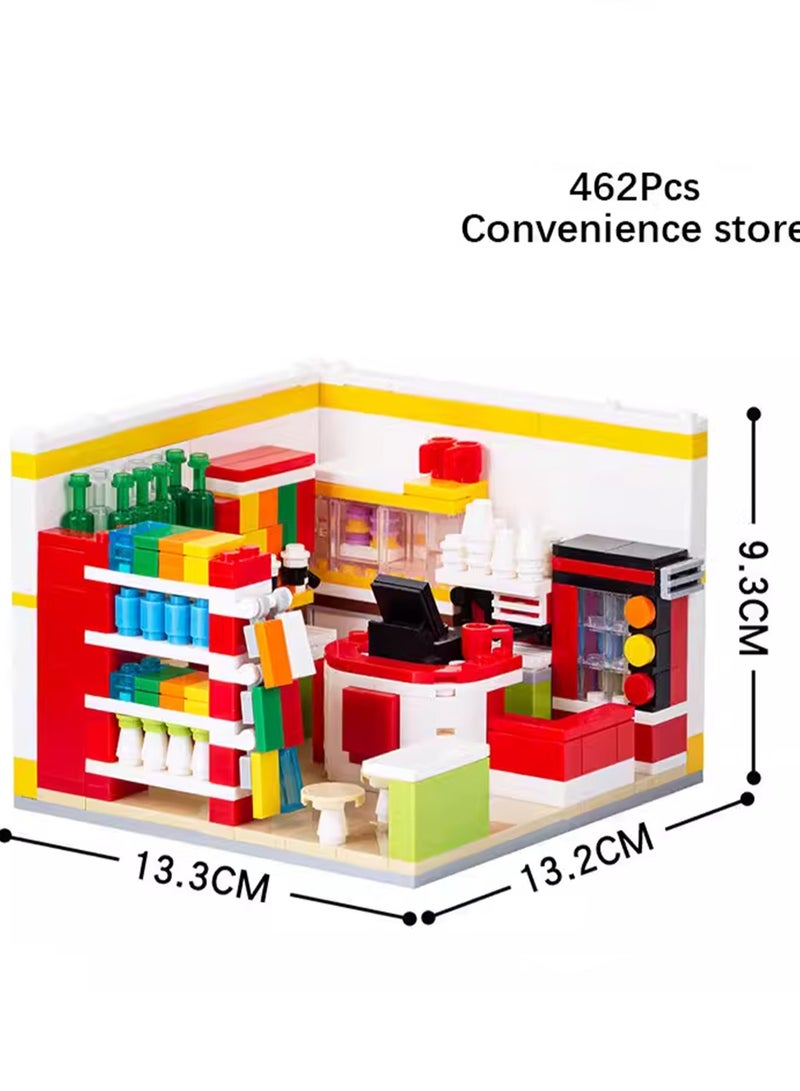 Loquat Creative Children's City Family Series Small Particle Puzzle Building Block Toys(Convenience Store 462PCS) - Image 2