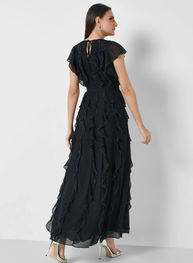 Ted Baker Ruffled Chiffon Gown Dress