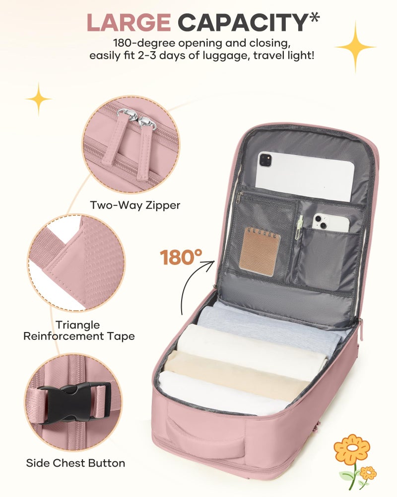 coofay Personal Item Travel Backpack for Women Airline Approved Carry on Backpack Flight Approved Waterproof Sports Luggage Backpack Casual Daypack Small Hiking Backpack Pink Backpack - Image 5