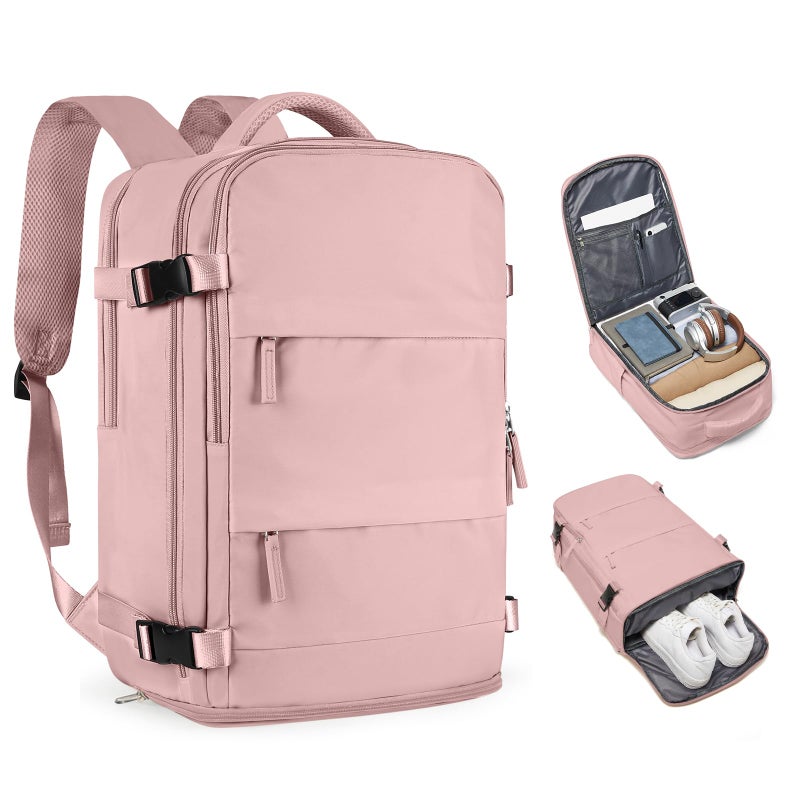 coofay Personal Item Travel Backpack for Women Airline Approved Carry on Backpack Flight Approved Waterproof Sports Luggage Backpack Casual Daypack Small Hiking Backpack Pink Backpack - Image 1
