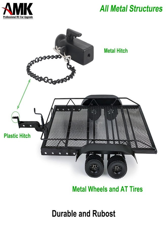 AMK Metal 1/10 Scale RC Trailer for Hauling Behind Cars with Truck Hitch and Receiver Towing Strap Builer Kit for Axial SCX10 90046 TRX4 TRX6 Gen7 Gen8 Gift - Image 5