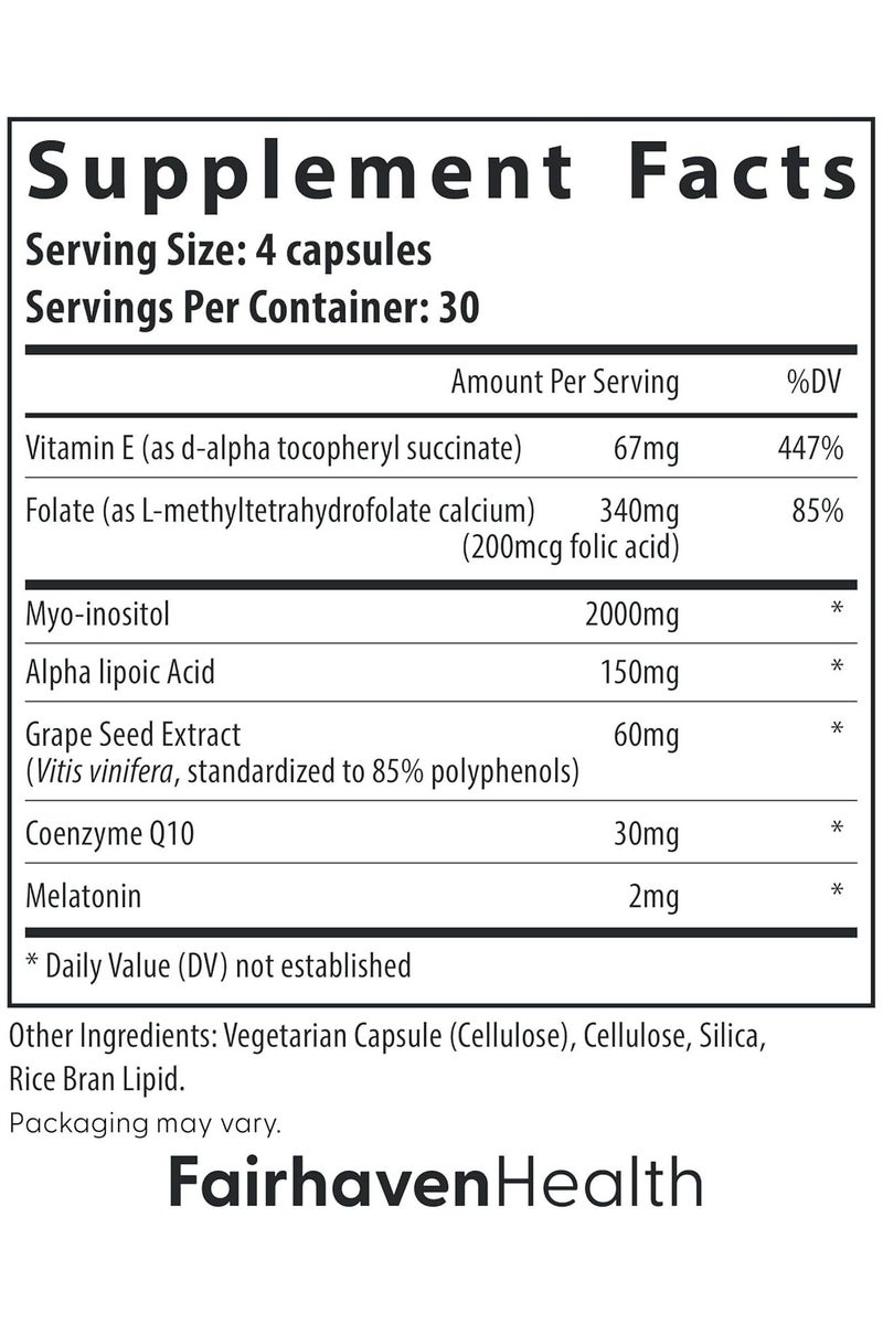 fairhaven health أوفا بوست للنساء - مكمل خصوبة الإناث، للتبويض وجودة البويضات، يتضمن ميو-إينوزيتول والفولات ومرافق الإنزيم Q10 والفيتامينات - كمية تكفي لمدة شهر واحد - Image 3