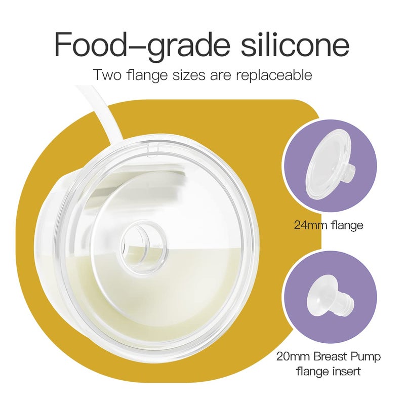 Phanpy Wearable Breast Pump Milk Collector Cup, New Cup Parts, Original Phanpy Breast Pump Replacement Accessories, 24 mm Flange and 20mm Insert Included, 15 oz / 420 ml, 2 Piece - Image 2