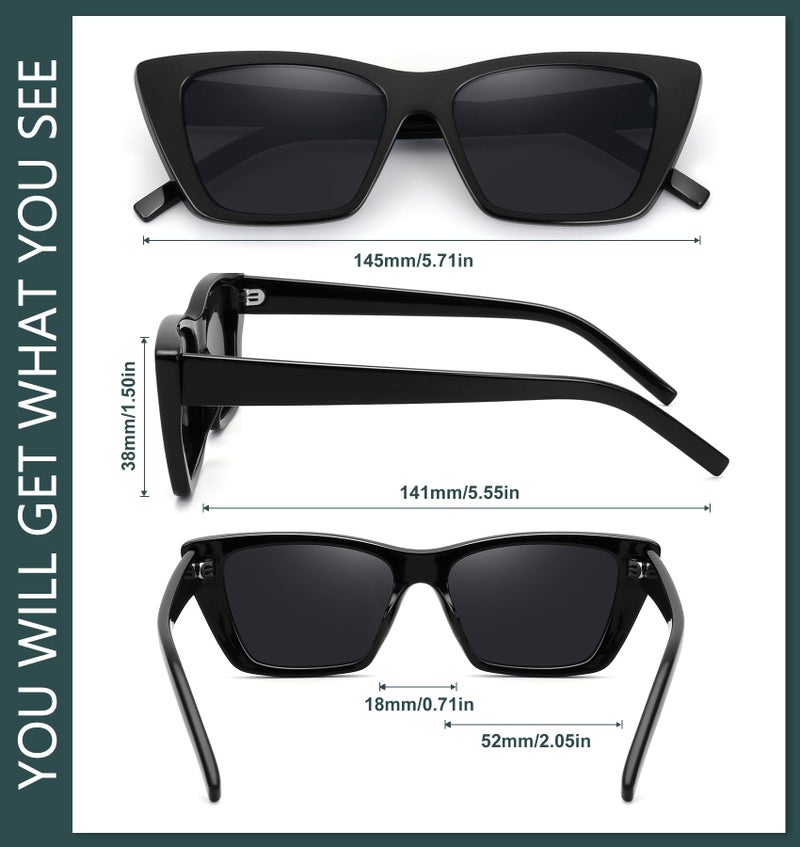 WOWSUN Narrow Small Vintage Polarized Cat Eye Sunglasses for Women - Image 5