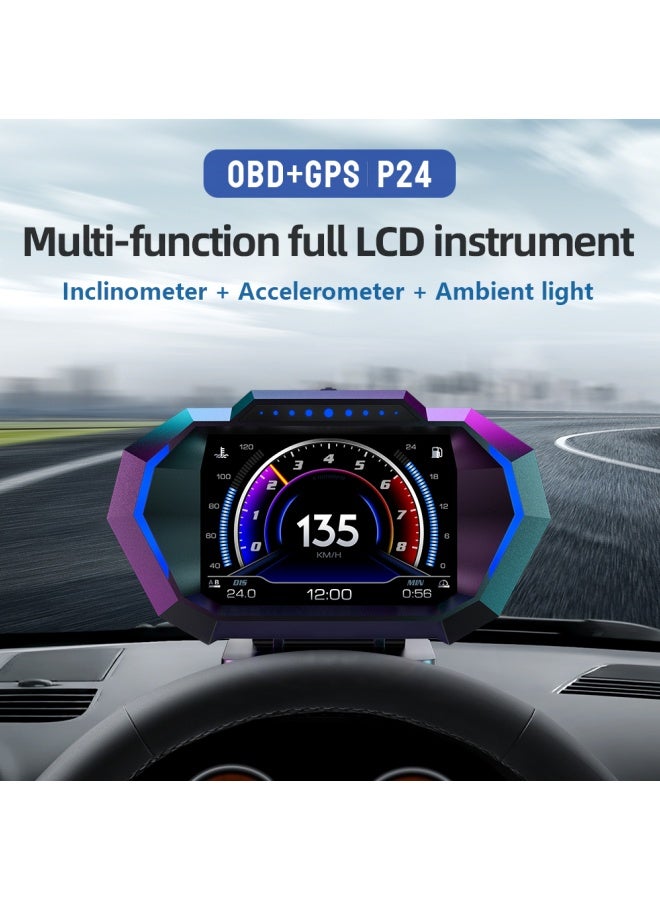 ديقيساند شاشة HUD Heads Up Display للسيارة، شاشة عرض رقمية متعددة البيانات لمراقبة عداد السرعة الرقمي HUD، شاشة عرض رقمية متعددة البيانات لعداد السرعة، إنذار السرعة الزائدة RPM درجة حرارة الماء في الدقيقة مقياس ذكي لضغط التوربو لمعظم المركبات بعد عام 2008 - Image 2