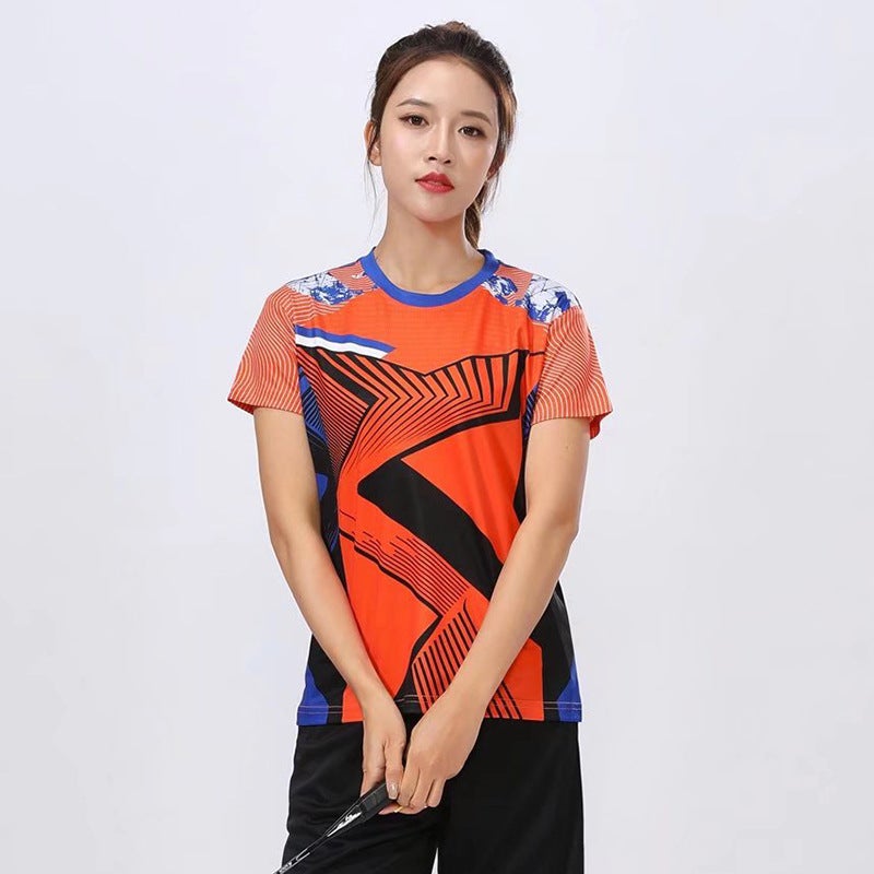 Generic New Badminton Set Unisex Short Sleeve Summer Women's orange top