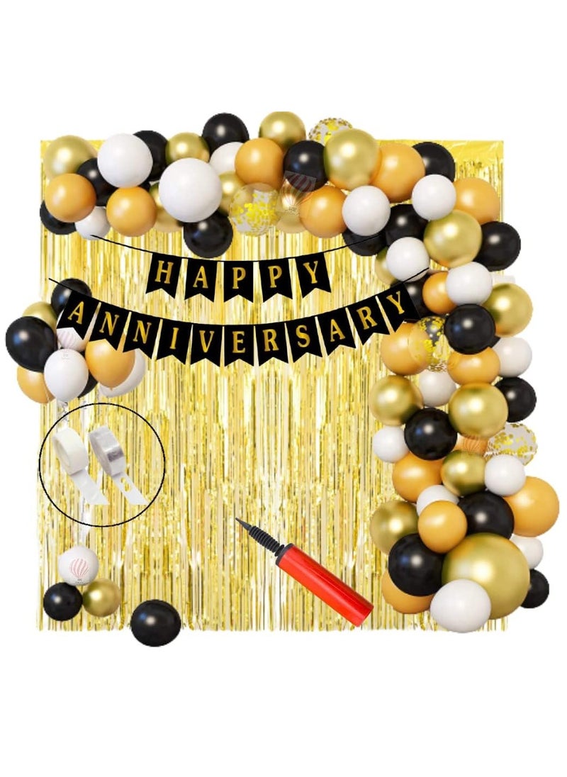 Generic - HK balloons 59pcs set Happy Anniversary Banner balloon arch decoration set with confetti balloon curtain for Wedding Anniversary Decoration - Image 1