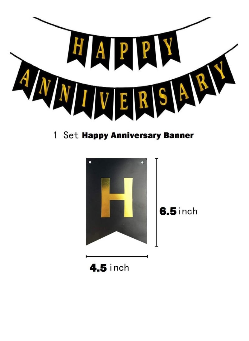 Generic - HK balloons 59pcs set Happy Anniversary Banner balloon arch decoration set with confetti balloon curtain for Wedding Anniversary Decoration - Image 1
