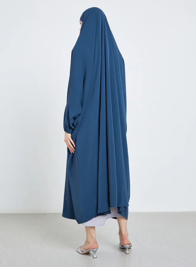 Take Two Take Two Navy Blue Batwing Sleeve Hooded Abaya