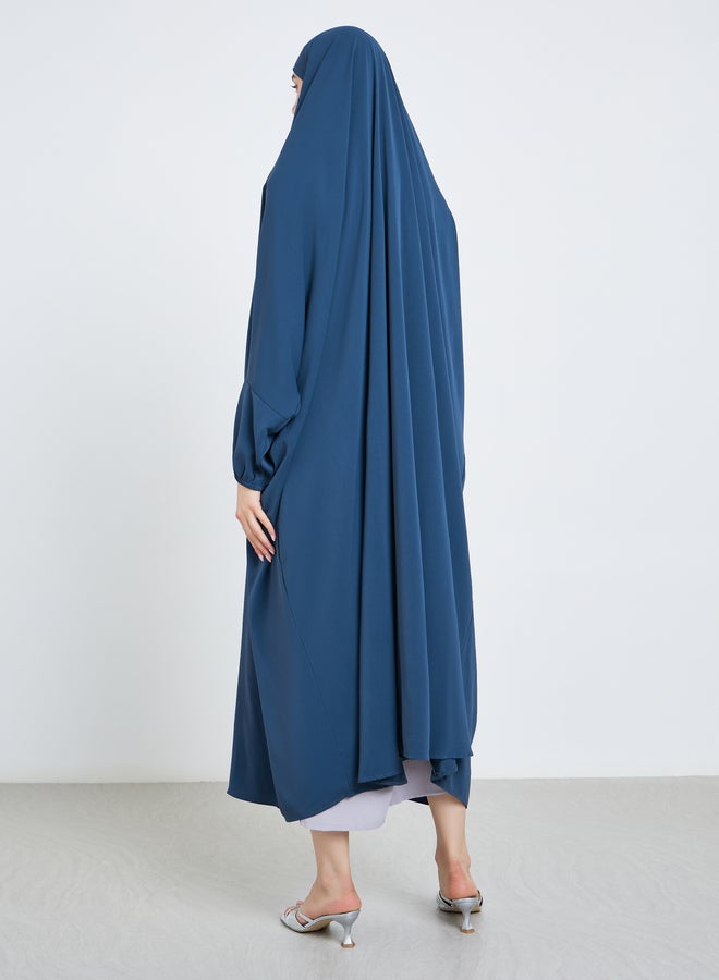 Take Two Navy Blue Batwing Sleeve Hooded Abaya - Image 4