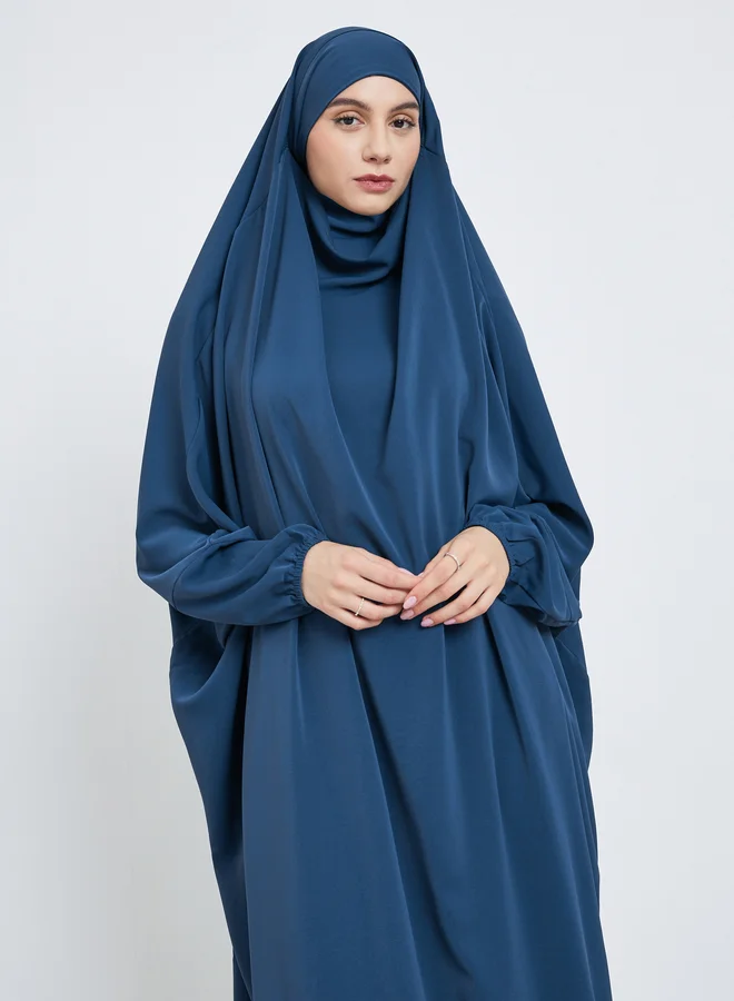 Take Two Take Two Navy Blue Batwing Sleeve Hooded Abaya