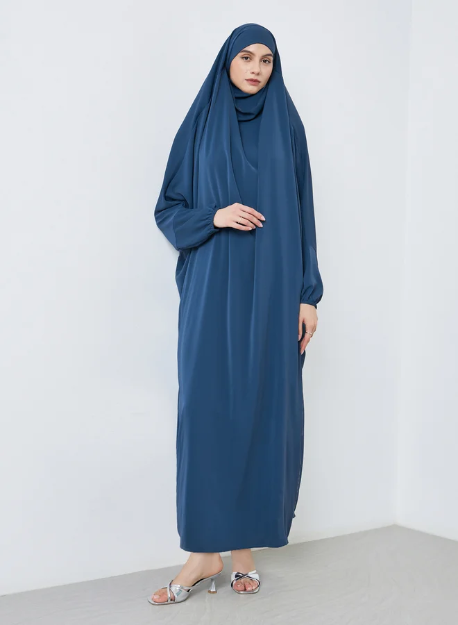 Take Two Take Two Navy Blue Batwing Sleeve Hooded Abaya