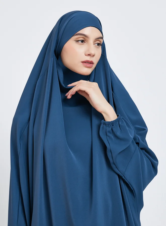 Take Two Take Two Navy Blue Batwing Sleeve Hooded Abaya