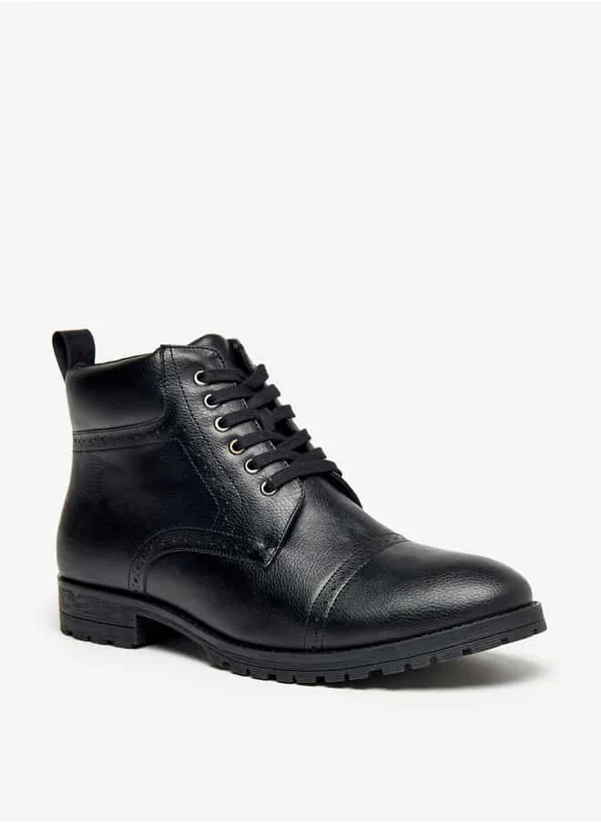 LBL by Shoexpress Men Perforated Chukka Boots with Zip Closure