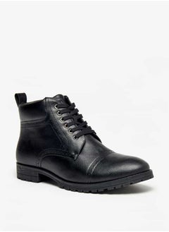 LBL by Shoexpress Men Perforated Chukka Boots with Zip Closure  - Image 1