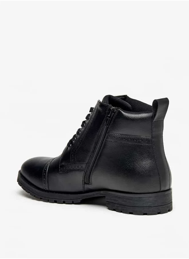 LBL by Shoexpress Men Perforated Chukka Boots with Zip Closure