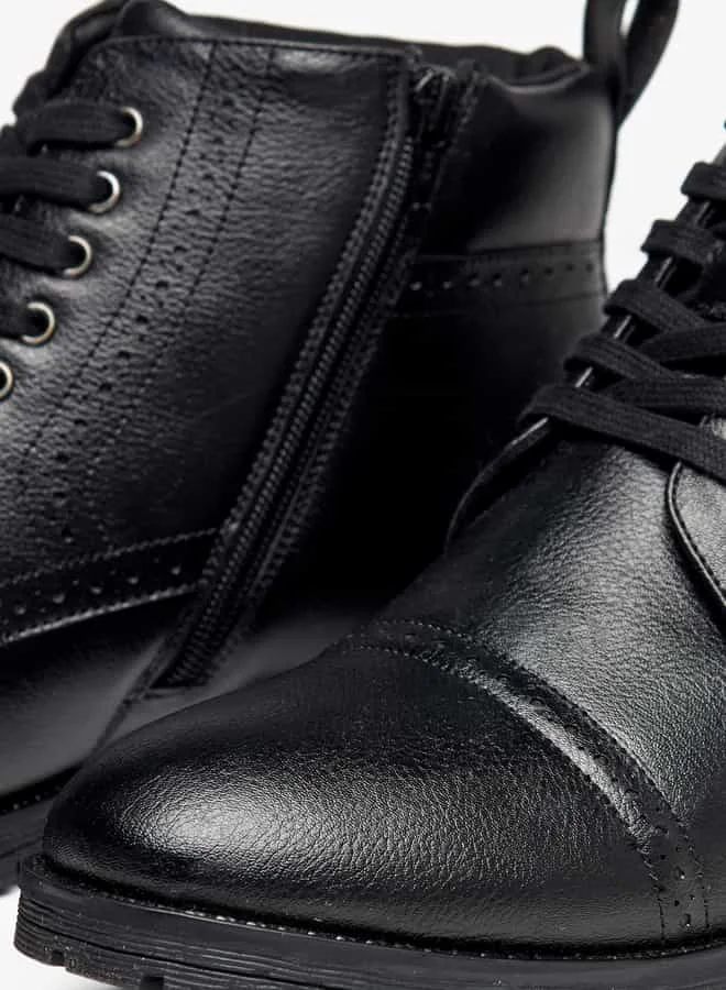 LBL by Shoexpress Men Perforated Chukka Boots with Zip Closure