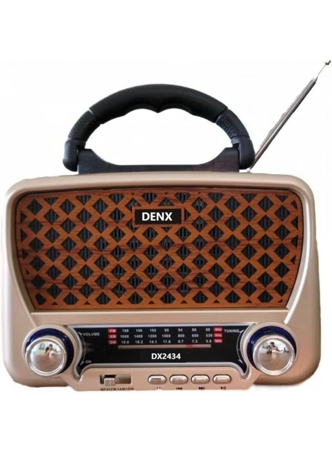 راديو  HI-FI بثلاث قنوات FM - AM - SW ذهبي/بني/أسود بلوتوث AUX بطاقة TF قرص فلاش USB - Image 1