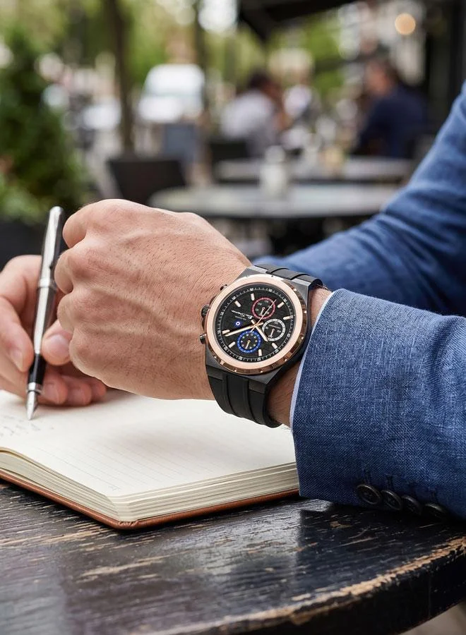 Ben Sherman black Manchester  Black Dial Black Silicone Strap Chronograph Watch for Men, 43mm for Men | Best Price UAE