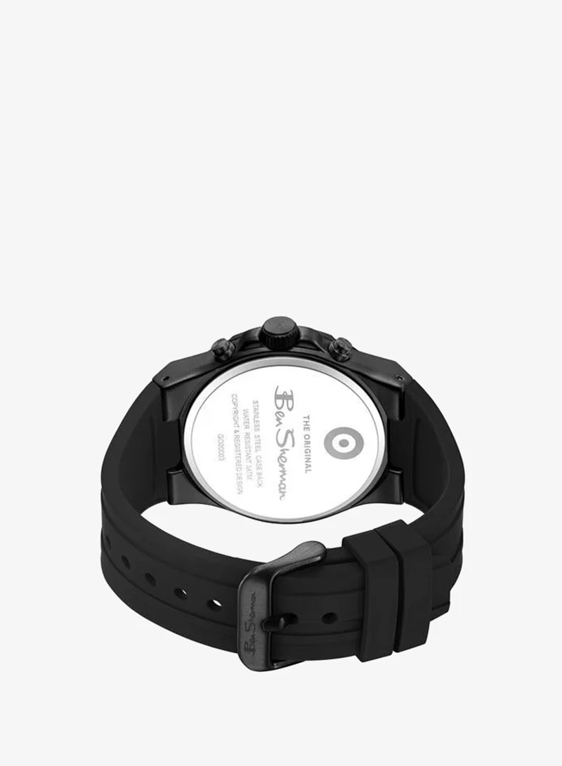 Ben Sherman black Manchester  Black Dial Black Silicone Strap Chronograph Watch for Men, 43mm for Men | Best Price UAE