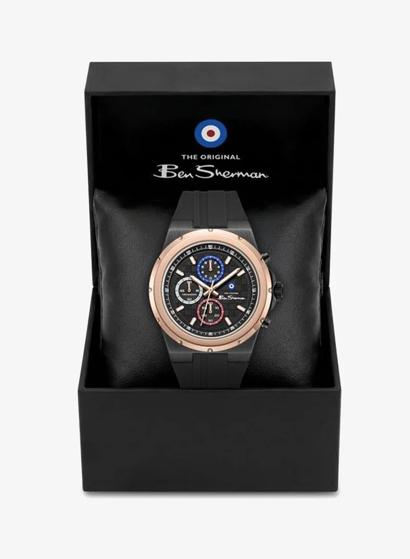 Ben Sherman black Manchester  Black Dial Black Silicone Strap Chronograph Watch for Men, 43mm for Men | Best Price UAE
