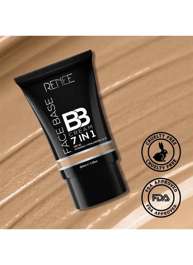 Face Base Bb Cream 7 In 1 With Spf 30 Pa+++, Enriched With Hyaluronic Acid, Vitamin C, Hydrates, Nourishes & Smoothens Skin Texture, Hazelnut 30Ml
