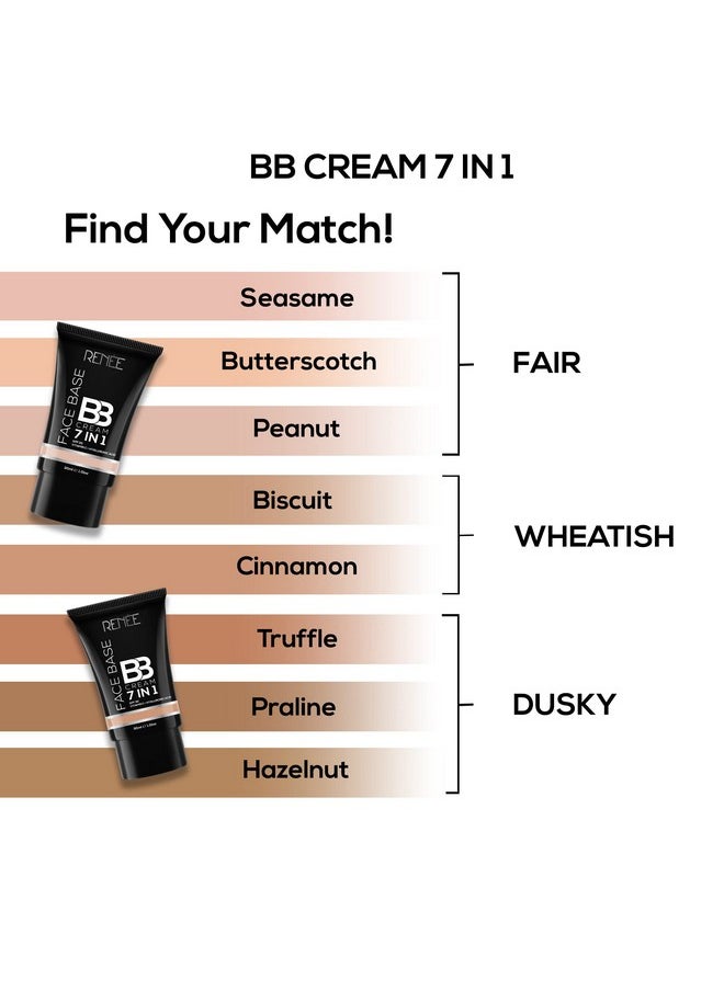 Face Base Bb Cream 7 In 1 With Spf 30 Pa+++, Enriched With Hyaluronic Acid, Vitamin C, Hydrates, Nourishes & Smoothens Skin Texture, Hazelnut 30Ml