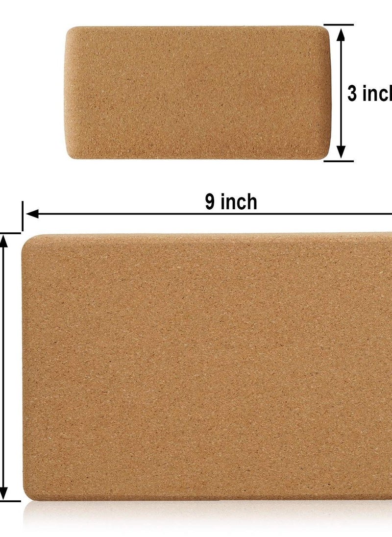 Excefore Cork Wood Yoga Blocks, Set of 2, Support Bricks for Deeper Poses, Strength, Balance, and Flexibility, Size: 9 x 5.9 x 3 inches  - Image 2