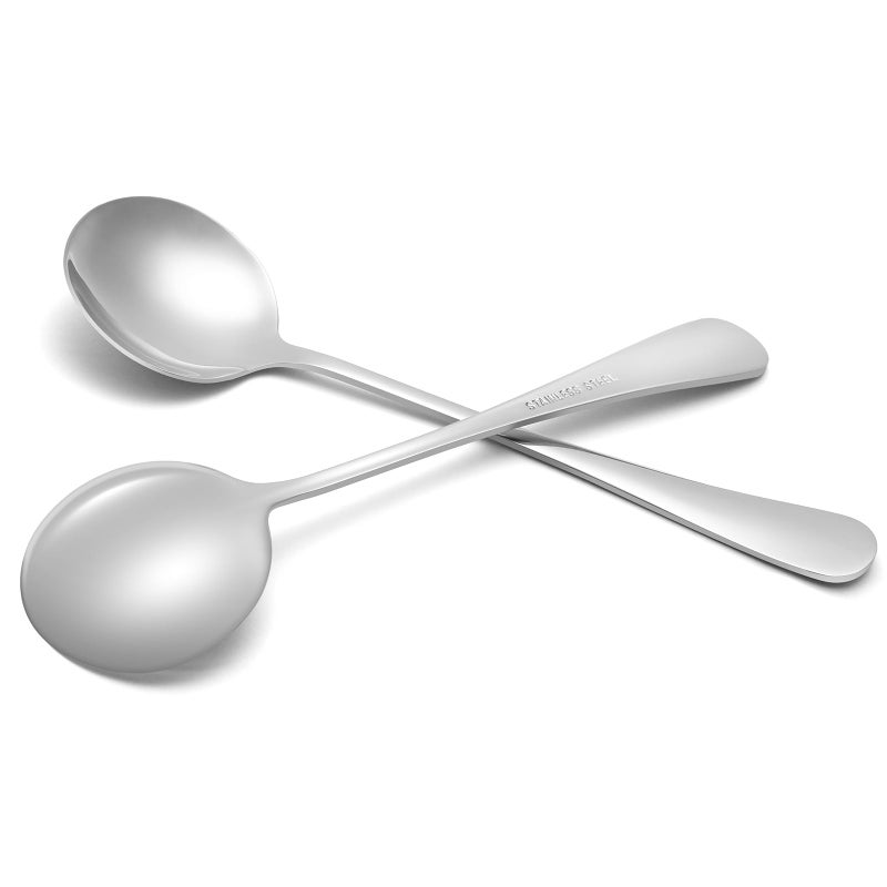 SZLFSX 6 Piece Soup Spoon Round Stainless Steel Bouillon Spoons Round Spoons 6.7 inch - Image 2