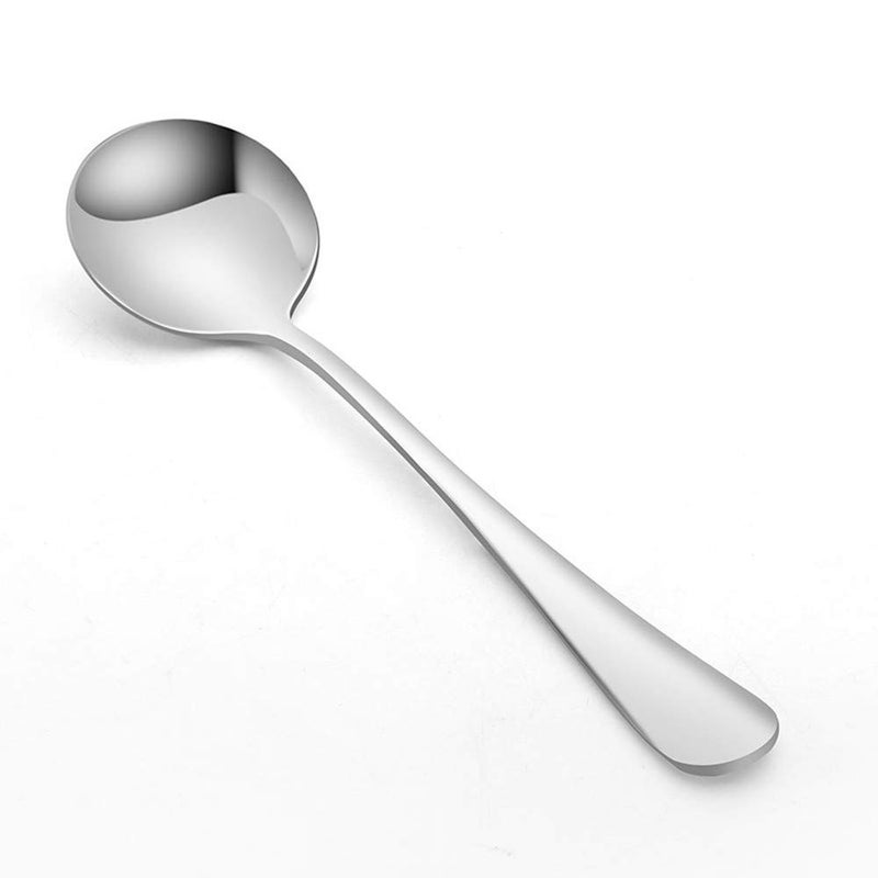 SZLFSX 6 Piece Soup Spoon Round Stainless Steel Bouillon Spoons Round Spoons 6.7 inch - Image 1