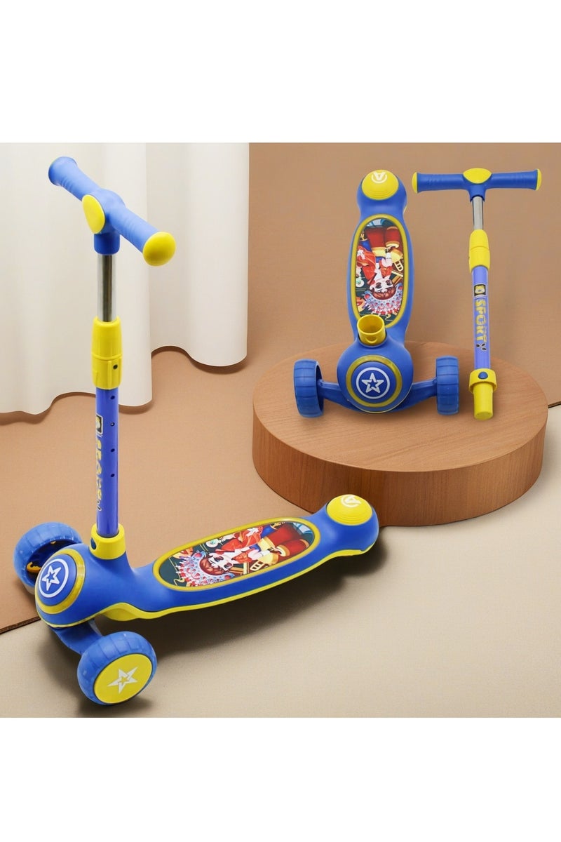 EASY FUTURE Scooters for Kids with Foldable & Height Adjustable Handle Kick Scooter with LED PU Wheels & Rear Brake & Music Kids Scooter for 3 to 8 Years - Image 1