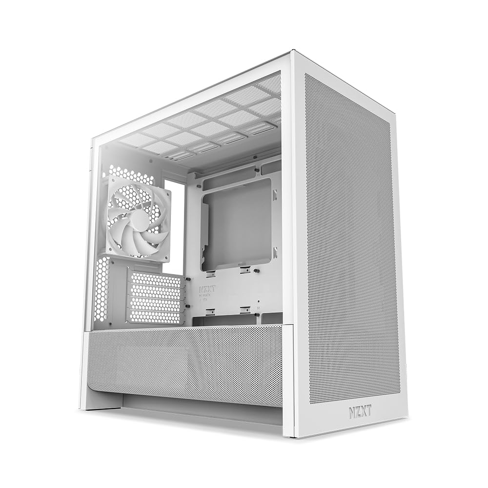 NZXT H3 Flow – Micro-ATX PC Case – Optimized Airflow – Includes 1 x 120mm Rear Fan – Supports Full-Sized GPUs – Fits 280mm Front, 240mm Top Radiator – Back-Connect Motherboard – White